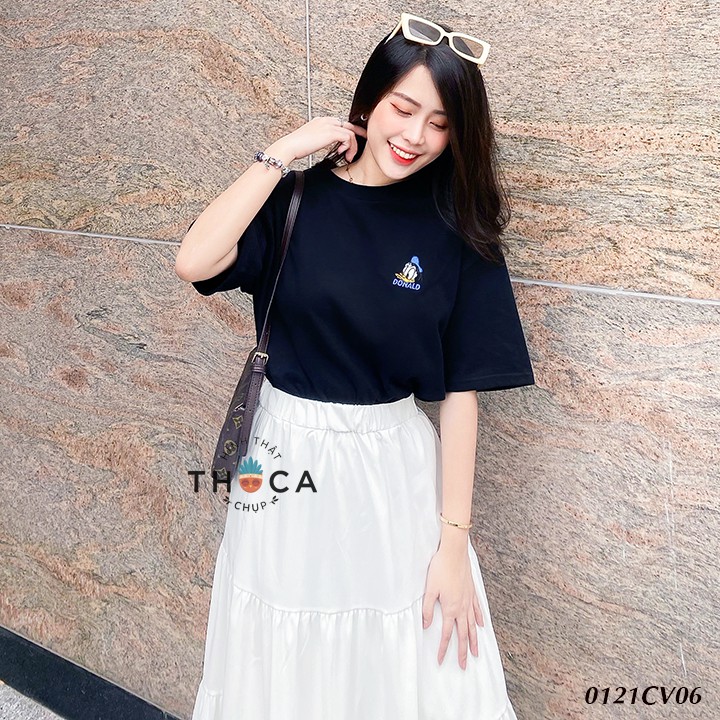 Chân váy chữ A dáng dài kiểu 3 tầng màu trơn trắng, đen THOCA HOUSE thướt tha, dễ phối đồ, phù hợp đi chơi, công sở | BigBuy360 - bigbuy360.vn