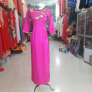 Áo dài phi lụa hồng