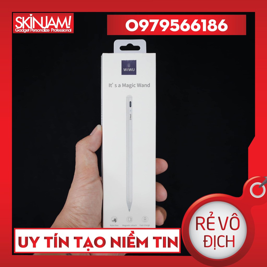 Bút Cảm Ứng WiWu Pencil Pro Cho iP Viết Vẽ Nghiêng Hơn 60 Độ, Chống Tì Tay, Hít Vào Ip Hàng Chính Hãng Wiwu