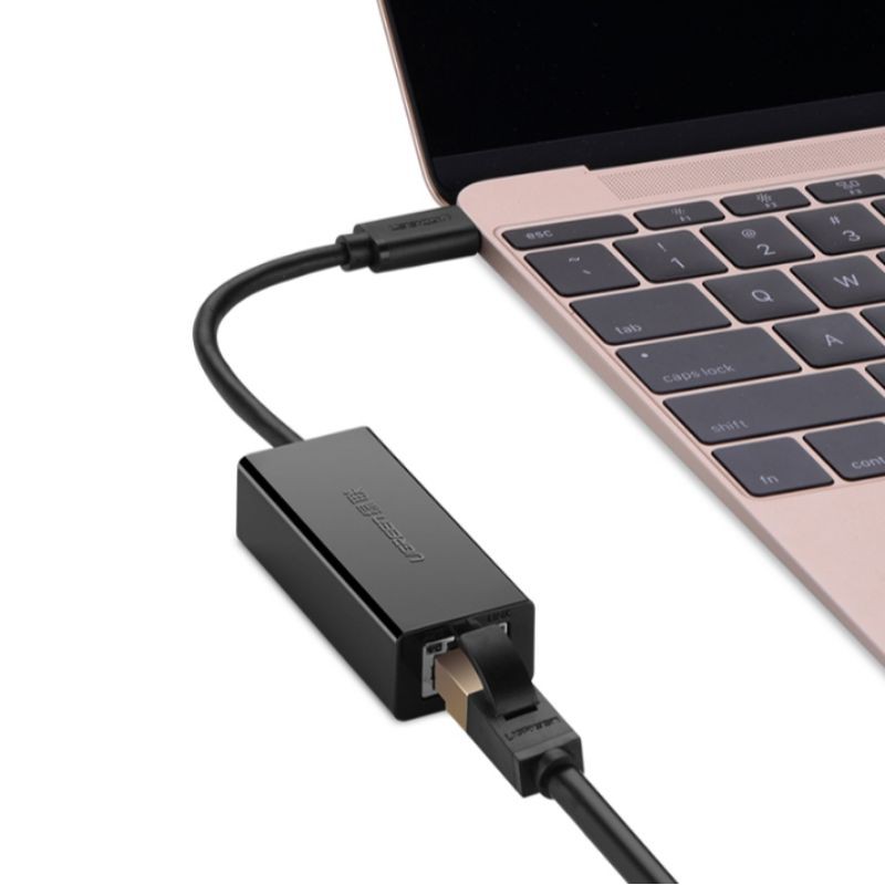 Cáp chuyển cao cấp USB Type C sang LAN 10/100 Mbps Ethernet UGREEN 30287 (màu đen) - Hàng chính hãng