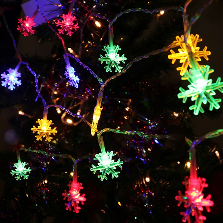 Dây đèn nháy cắm điện nhiều màu trang trí nhà cửa sân vườn hình bông tuyết