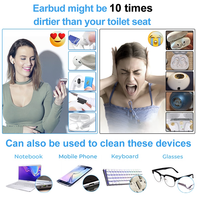 Bút Vệ Sinh Bàn Phím Máy Tính / Tai Nghe Bluetooth 7 Trong 1 Tiện Dụng