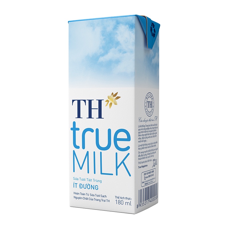 Lốc 4 hộp sữa tươi tiệt trùng TH TRUE MILK 180ml có 5 vị