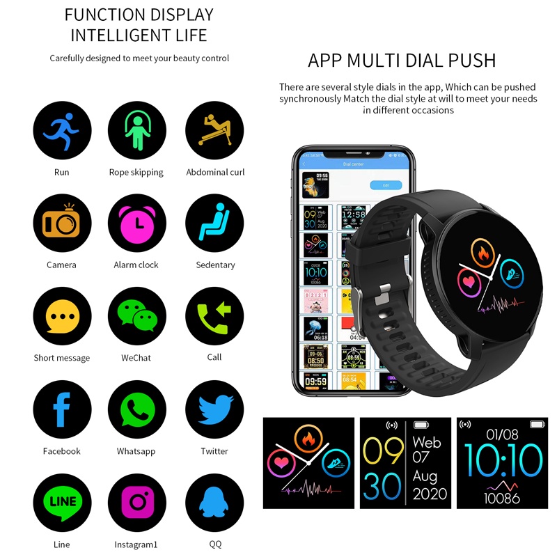 Đồng Hồ Thông Minh W9 Chống Nước Kết Nối Bluetooth Hỗ Trợ Nghe Nhạc MP3 Cho Điện Thoại Android Apple