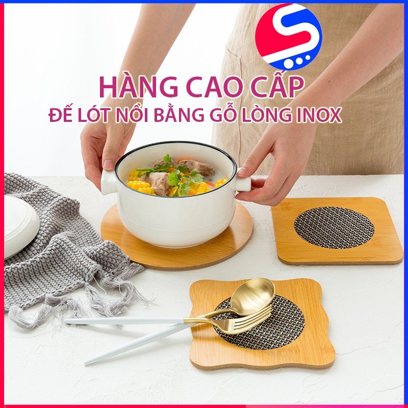 Tấm đế lót nồi, lót ly cà phê bằng gỗ lòng dệt PVC Sang Trọng SRV chống nước, cách nhiệt, chống bụi bẩn lên bề mặt bàn