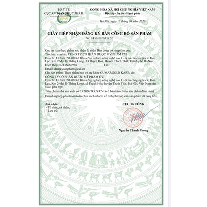 Cumargold kare 30 viên - hỗ trợ nâng cao thể trạng đồng thời giảm nguy cơ măc ung bướu