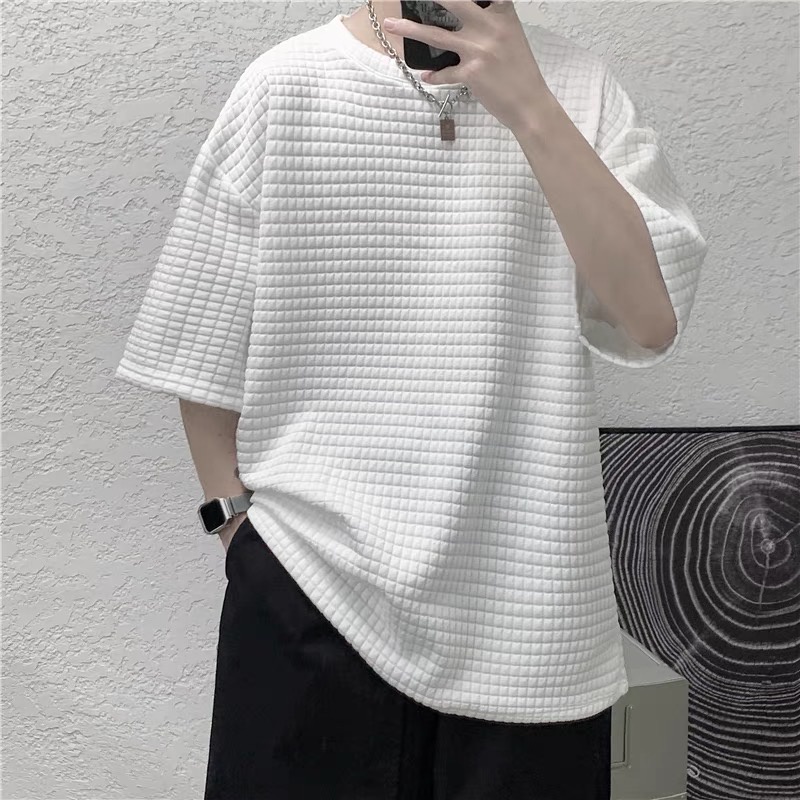ÁO THUN TRƠN VẢI BÔNG TRẦN NỔI UNISEX SIZE M-2XL