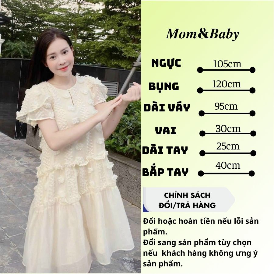 Đầm Bầu Váy Bầu Dự Tiệc Mùa Hè Thiết Kế Vải Lông Cao Cấp Sang Chảnh M565 Mom and Baby