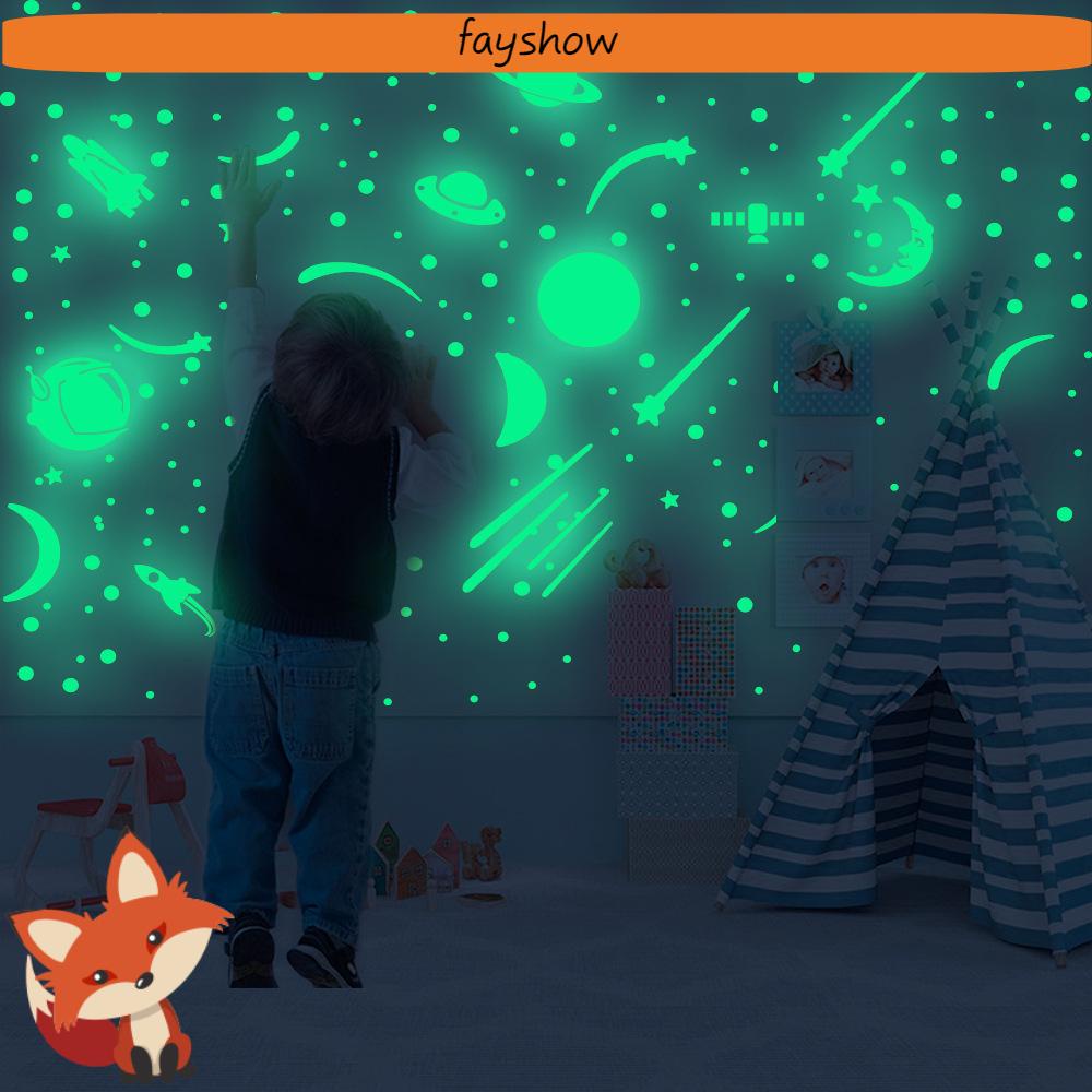 Giấy Dán Tường Dạ Quang Hình Tàu Vũ Trụ Trang Trí Phòng Ngủ Trẻ Em DIY