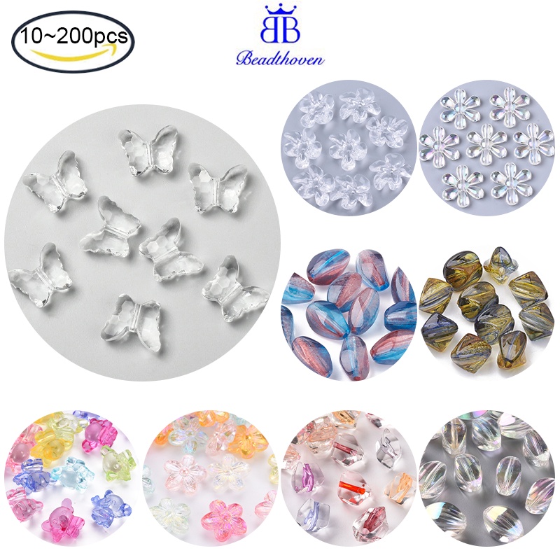 Set 10-100 Hạt Nhựa Acrylic Trong Suốt Hình Bướm Đường Kính 22mm Rộng 18mm Rộng 9mm Dày: 2mm