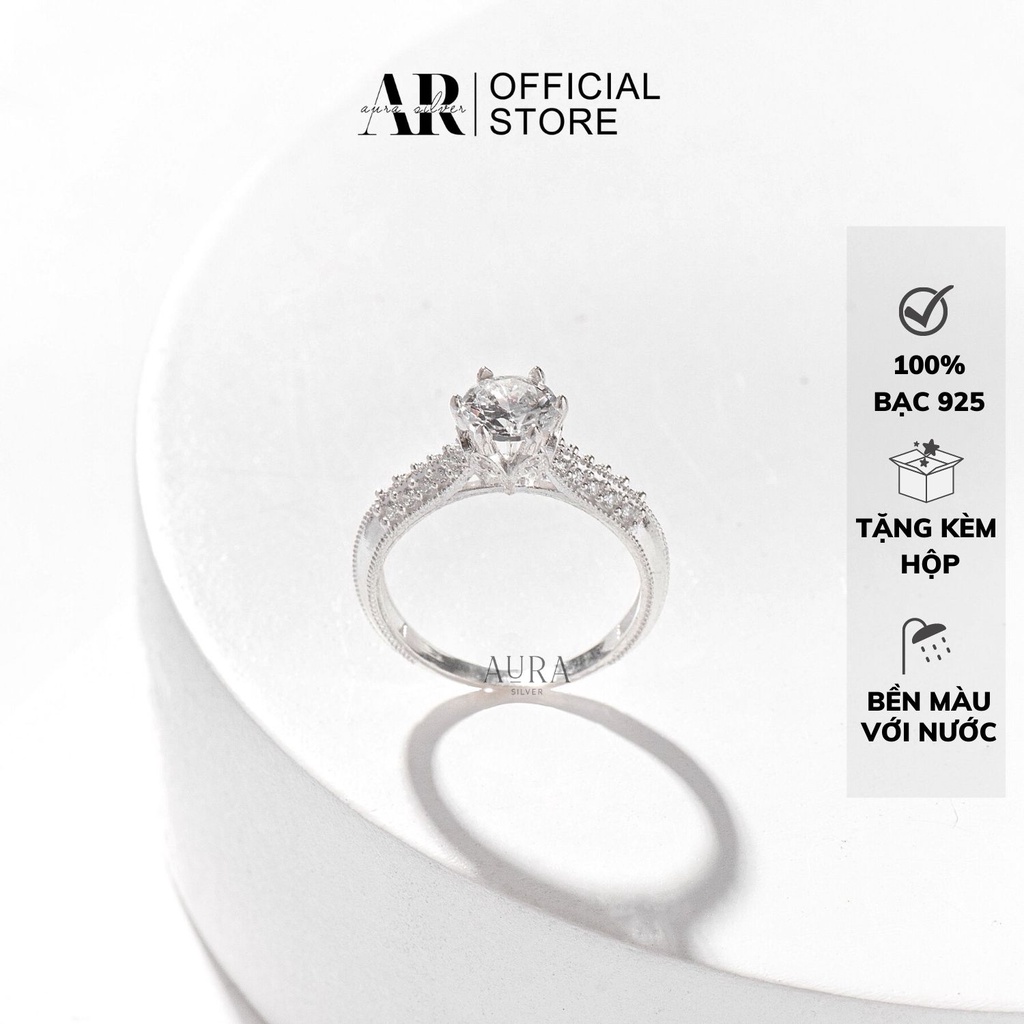 Nhẫn bạc nữ 925 nhẫn nữ bạc ổ đá cao sang chảnh-AURASILVER-N31