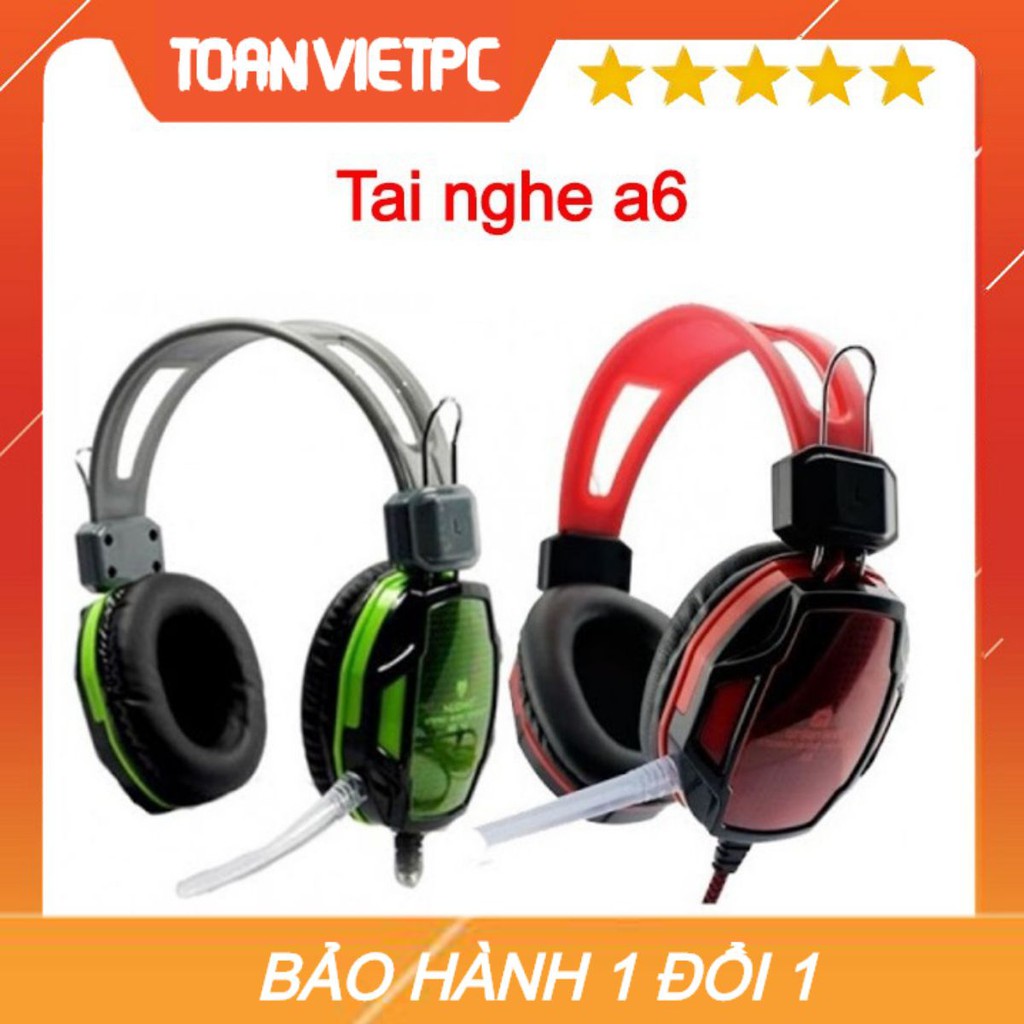 combo 10 Tai nghe Game A6 Thiết kệ gọng tai vững chắc, đệm mềm mại giúp giảm áp lực lên đầu