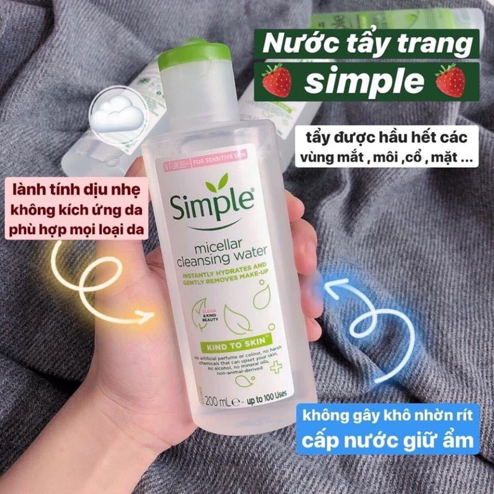 MẪU MỚI 2020.Nước Cân Bằng Da  và Tẩy Trang Simple Kind To Skin Soothing Facial Toner 200ml | BigBuy360 - bigbuy360.vn