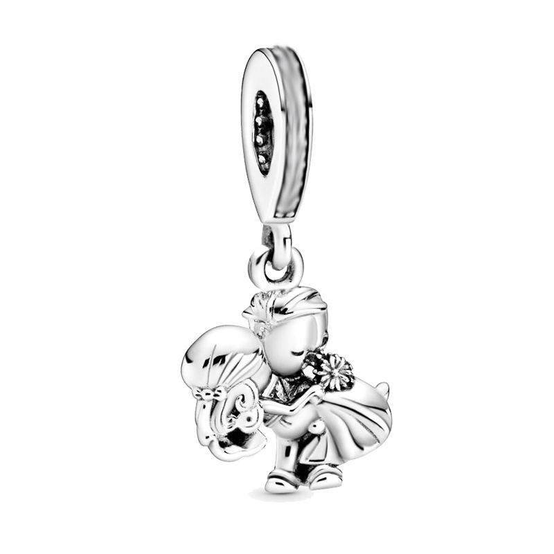 Hạt Charm Mạ Bạc 2022 Hình Trái Tim Đính Pha Lê Thời Trang Cho Nam Và Nữ