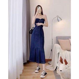 Đầm jean cúp ngực xoè đuôi cá hàng Quảng Châu