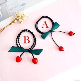 Dây Buộc Tóc Co Giãn Hình Quả Cherry Đỏ