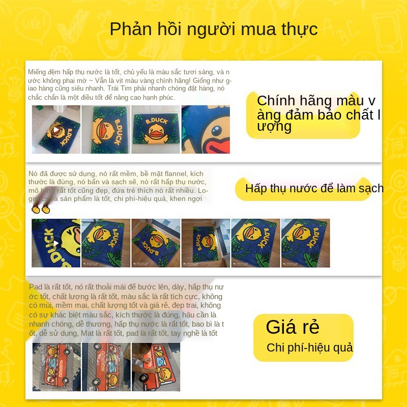 phim hoạt hình phòng tắm vịt nhỏ màu vàng thấm hút sàn thảm cửa ra vào trải gia dụng nhà vệ sinh lối chống trượt