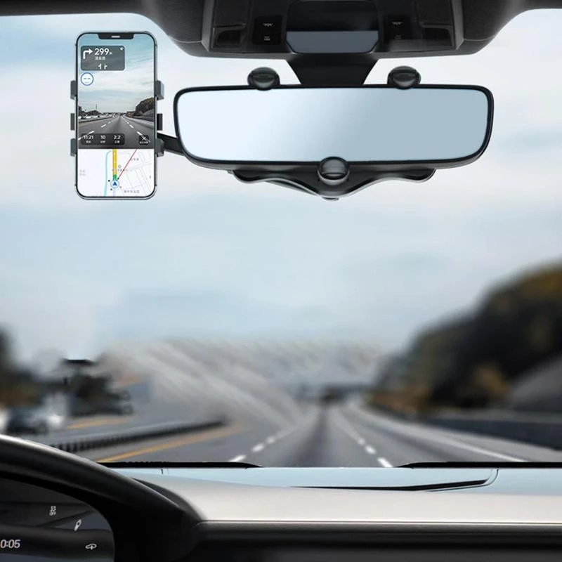 360° Giá Đỡ Điện Thoại Gắn Gương Chiếu Hậu Xe Hơi Xoay Linh Hoạt Tùy Chỉnh DVR/GPS Tiện Dụng
