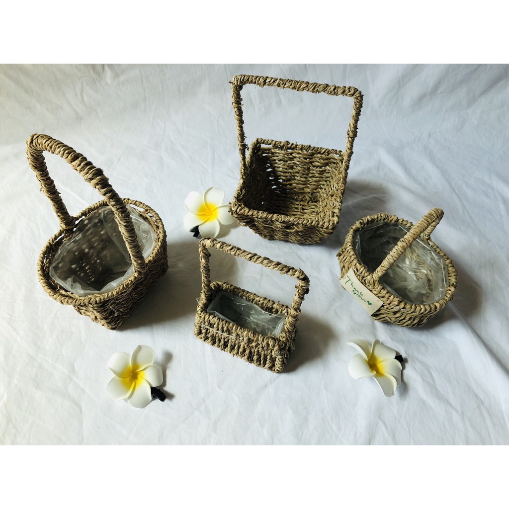 Giỏ Cói Mini Decor Studio- Giỏ Đựng Châu Hoa Trang Trí