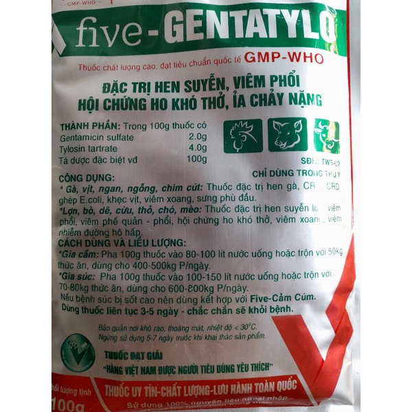 genta tylo 100g gentatylo hen suyện việm phổi ho khô thỏ, ịa chảy năng, crd, sứng phù đâu lợn gà đá chim chó dê thỏ vịt