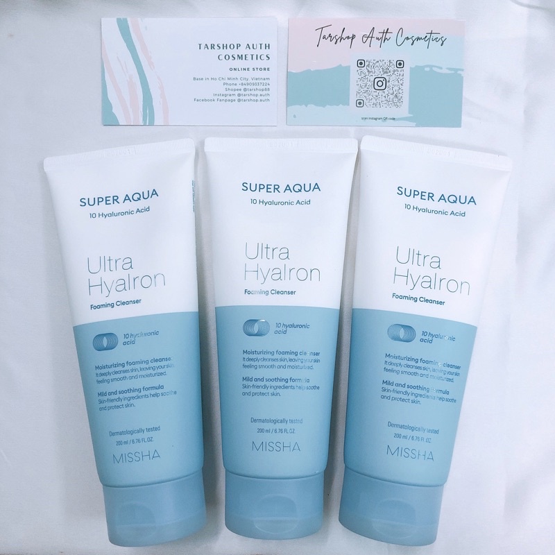 (chính hãng) Sữa rửa mặt sáng da Missha Super Aqua Ultra Hyalon Foaming Cleanser