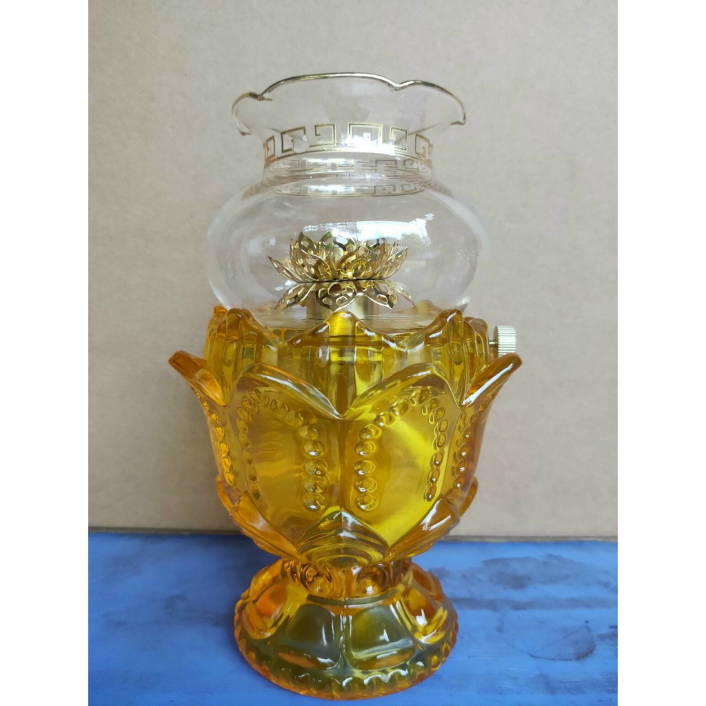 Đèn Dầu Hoa Sen Thủy Tinh Cỡ Lớn