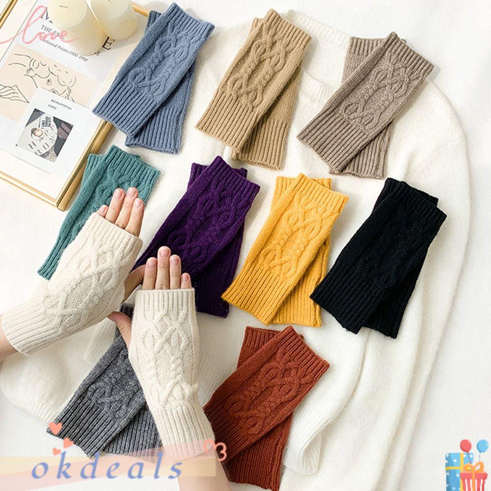 Găng Tay Nửa Ngón Cảm Ứng Dày Dặn Thời Trang Thu Đông