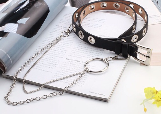 Thắt lưng da kèm chain