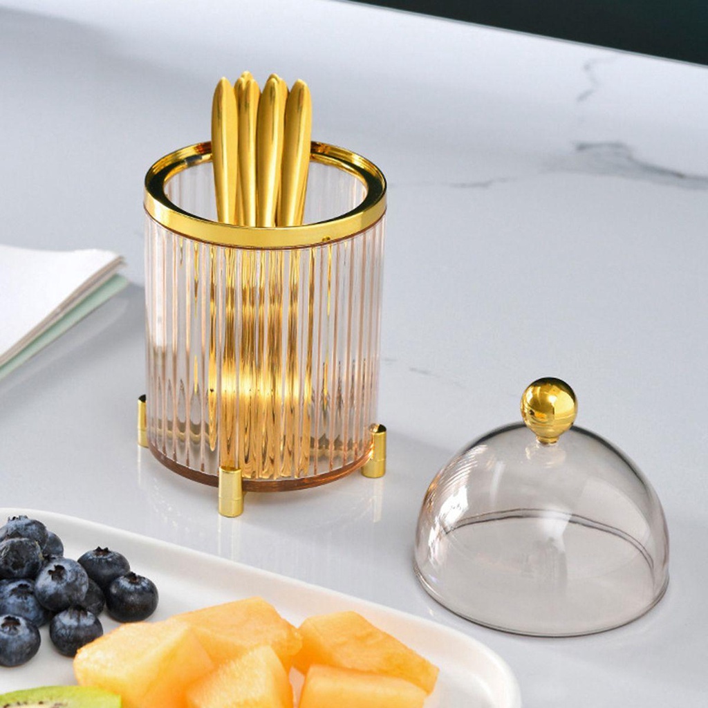 YIYU Nĩa Ăn Trái Cây Kèm Hũ Đựng Bằng Thép Không Gỉ