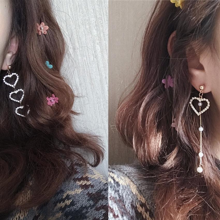Khuyên tai tam giác trái tim phong cách Hàn Quốc thời trang cá tính bông tai hàn quốc dễ thương