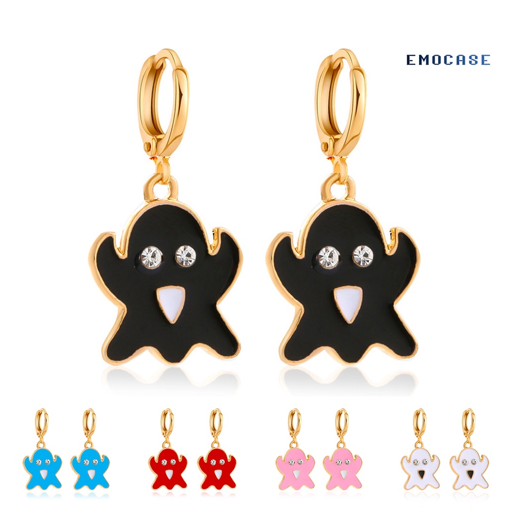 1 Đôi Bông Tai Hợp Kim Hình Ma Đính Đá Màu Sắc Kẹo Ngọt Phong Cách Halloween Dành Cho Nữ