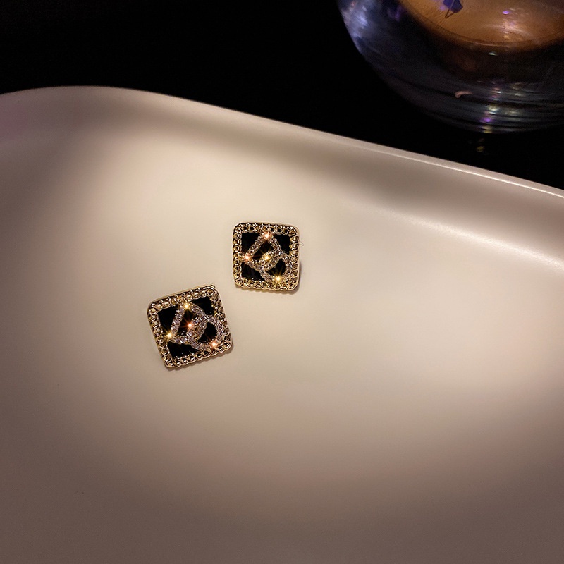 ✨✨Đôi khuyên tai chốt bạc 925 kiểu dáng hình học đính đá sang trọng cho nữ