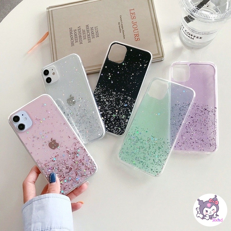 Ốp điện thoại mềm trong suốt chống rơi và sốc phối kim tuyến sao lấp lánh cho Samsung Galaxy A72 A52 A32 A12 A32 A21s