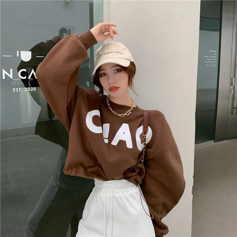 Áo len sweater ngắn rộng rãi phong cách Hàn Quốc thời trang xuân thu cho nữ