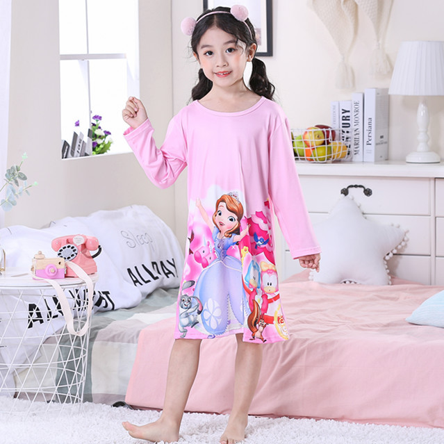 Đầm Ngủ Tay Ngắn In Hình Công Chúa Anna Elsa Frozen Cho Bé Gái Từ 2-10 Tuổi