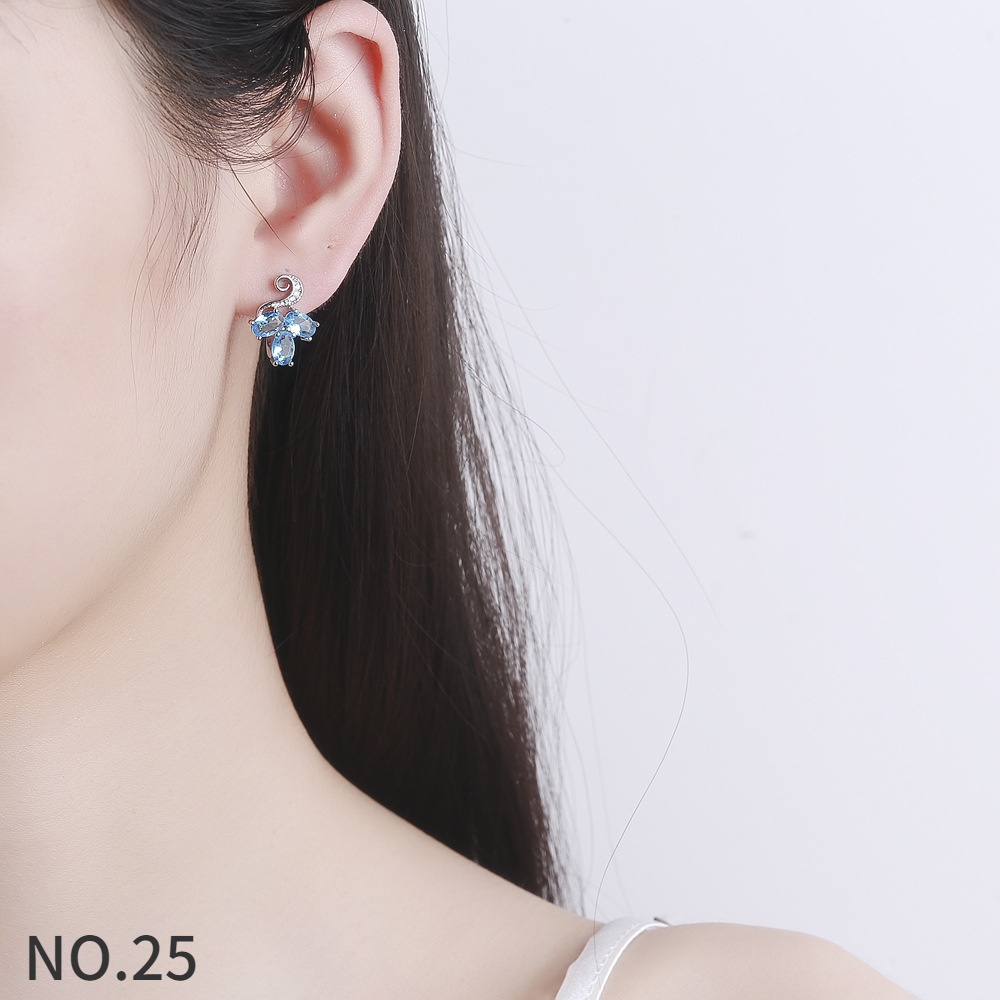 Bông Tai Bạc 925 Dáng Dài Đính Kim Cương Trắng Thanh Lịch Thời Trang