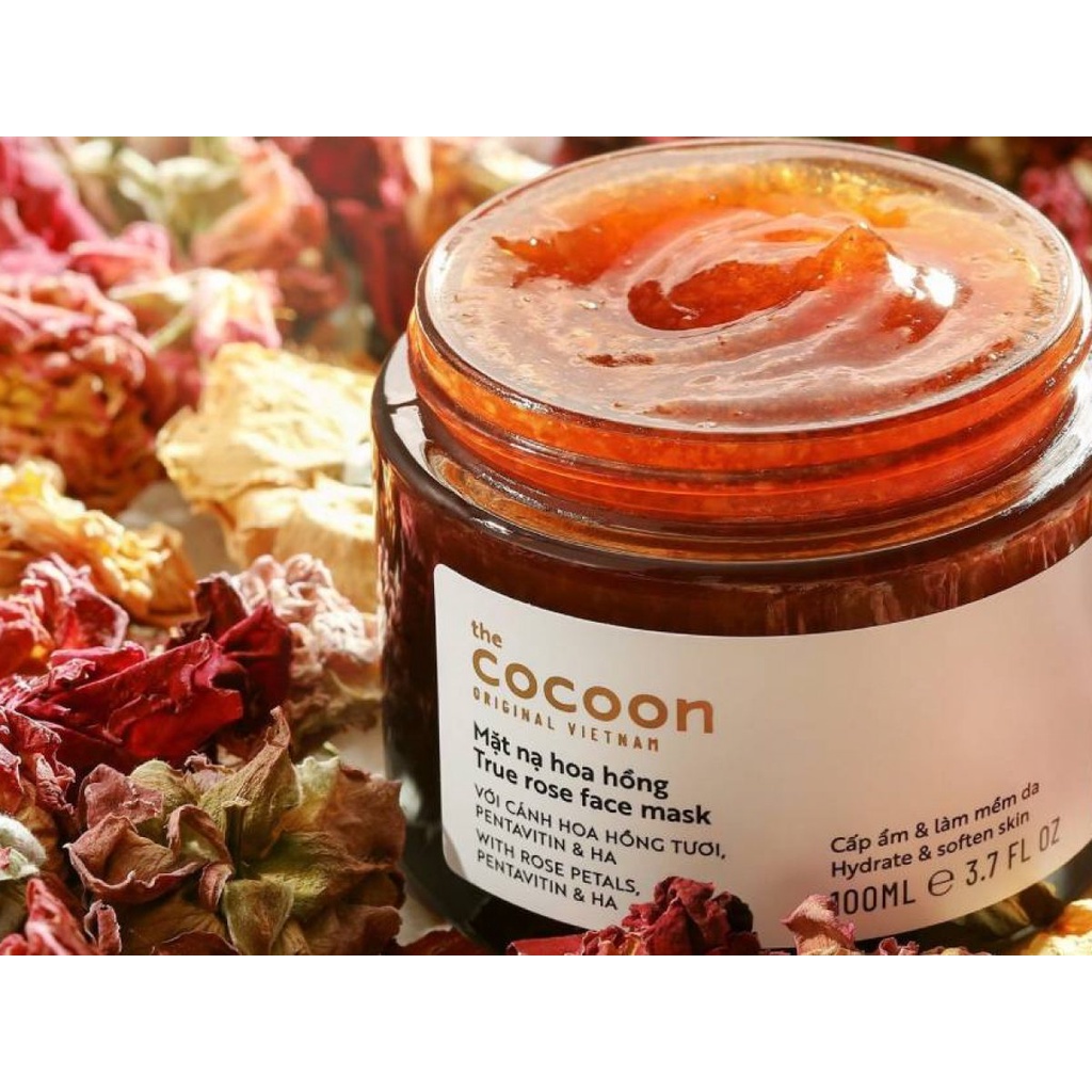 Mặt Nạ Hoa Hồng Chiết Xuất Cánh Hoa Hồng Tươi The Cocoon True Rose Face Mask 100ml