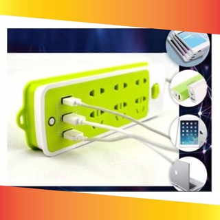 Ổ điện 9 ổ cấm 3 cổng usb xanh lá - lm