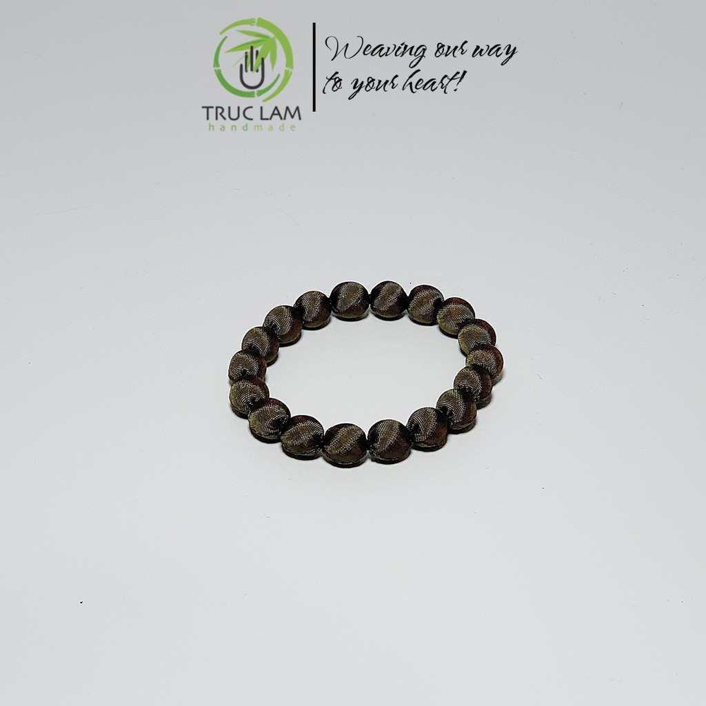 Vòng Đeo Tay Hạt Gỗ Bọc Vải Lụa Nhiều Màu Sắc A Trúc Lâm Handmade