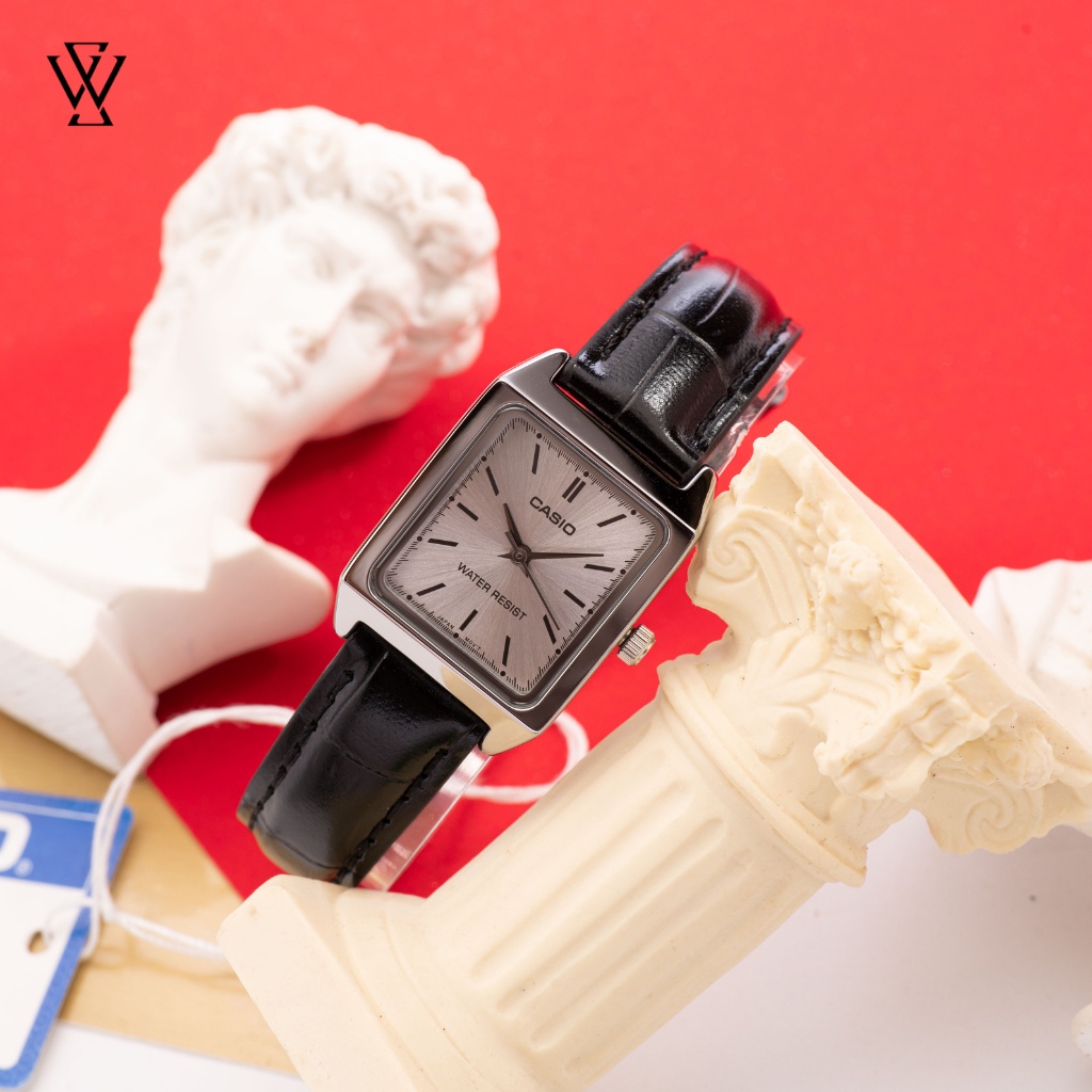 Đồng Hồ Quartz Nữ Casio WATCHSTORE LTP-V007L-7E1UDF Thiết Kế Mặt Kính Khoáng Chữ Nhật 22mm, Dây Da Đen Và Vỏ Mạ Crom