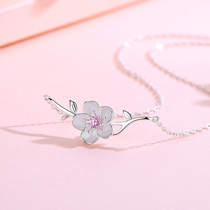 Dây chuyền bạc kiểu dáng hoa đào xinh xắn phong cách Hàn Quốc ANTA Jewelry - ATJ7004