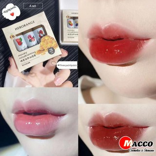 Set 3 son thỏi dưỡng môi herorange - dưỡng ẩm mềm mịn combo có màu và không màu