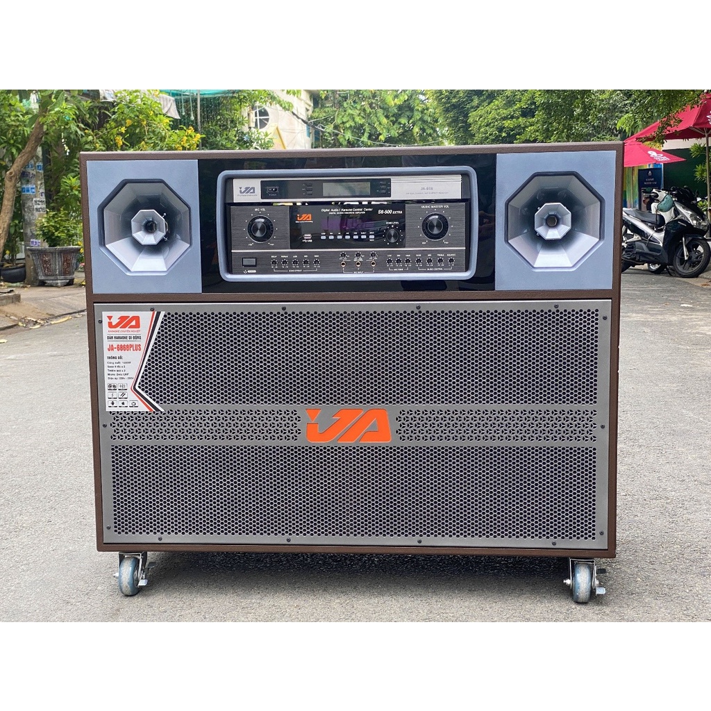 Loa kéo điện di động JA-6868 PLUS | loa công suất khủng bass siêu lực tích hợp karaoke mixer chỉnh giọng tích hợp
