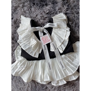 Set áo croptop đen + chân váy midi
