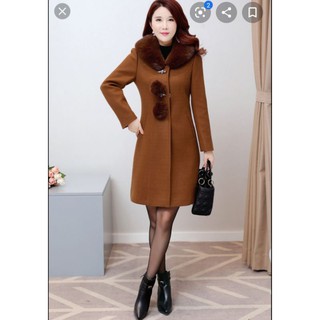 Áo khoác dạ cổ lông mã 300