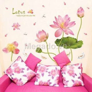 Decal dán tường mẫu hoa sen phong cách