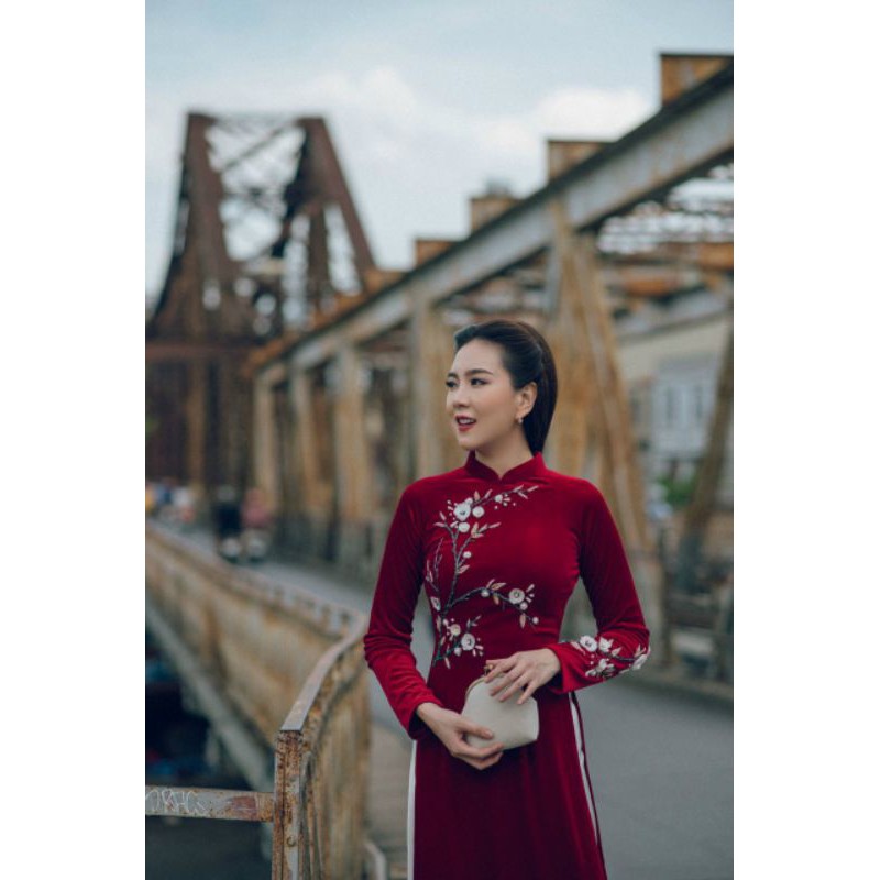 ÁO DÀI NHUNG KẾT HOA CAO CẤP⚡HÀNG ĐẸP - GIÁ RẺ⚡SP Y HÌNH