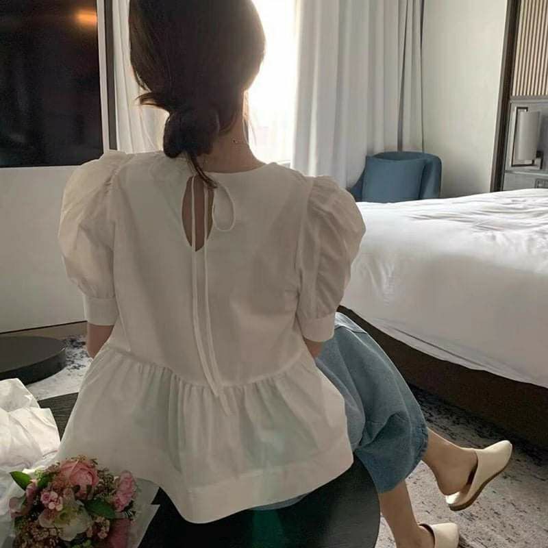 [Áo Babydoll] Áo kiểu nữ cộc tay dáng babydoll dây buộc lưng nữ tính ulzzang CHILLSTYLE A03