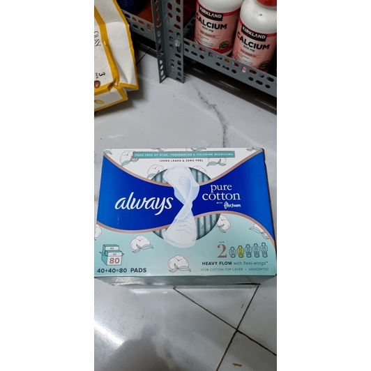 Băng vệ sinh siêu mỏng có cánh Always Pure Cotton with Flexfoam Pads, Size 2, 80 miếng