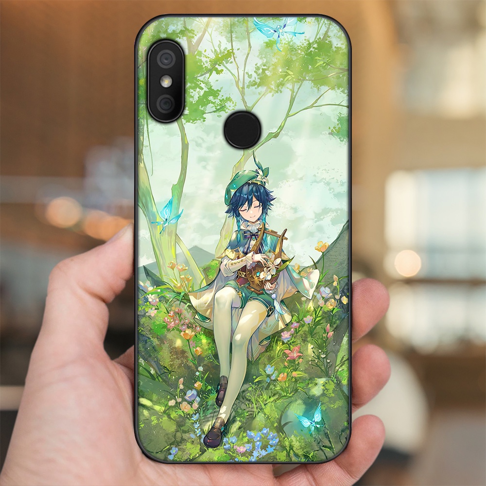 Ốp lưng Xiaomi Redmi 6 Pro, Mi A2 Lite viền đen in hình Venti Genshin Impact